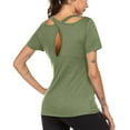 thumbnail image 5 of Npasoilc Sports Yoga Shirts for Women Back Cross Hollow Out Short Sleeve Tops Lightweight Breathable Athletic Training Shirts Casual Loose Round Neck T-Shirts, 5 of 5