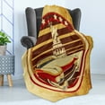 thumbnail image 4 of Vintage Car Soft Flannel Fleece Throw Blanket, Vintage Car Image American of Liberty on Old Paper Print, Cozy Plush for Indoor and Outdoor Use, 50" x 60", Yellow Red Brown, by Ambesonne, 4 of 5