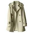 thumbnail image 4 of ChaoLingNeng Trench Coat for Women Oversized Long British Style Trench Coat Double Lapel Windproof Overcoat with Belt Short Jackets, 4 of 4