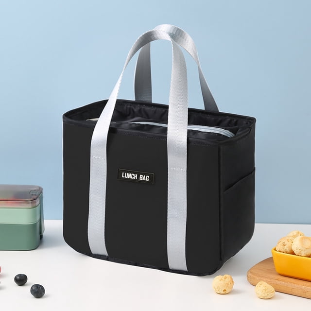 Insulated Lunch Tote Bag Reusable Thermal Food With Secure Side Pocket And Comfortable Handles For Daily Commute