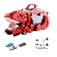 thumbnail image 1 of Juguete de camión para niños Hugo Vehículo de dinosaurio rojo con 3 coches de aleación, 1 of 10