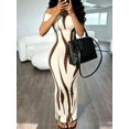 thumbnail image 5 of Womens Apricot Off-Shoulder Printed Bodycon Maxi Dress, 5 of 6