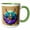 Green/White, variant on 3drose, White-tailed Illinois Deer with Violets Colored Tattoo Art, 11oz Mug