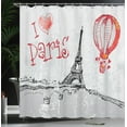 thumbnail image 4 of Ambesonne Love Shower Curtain, Paris Hot Air Balloon, 69"Wx84"L, Red Black Grey, 4 of 5