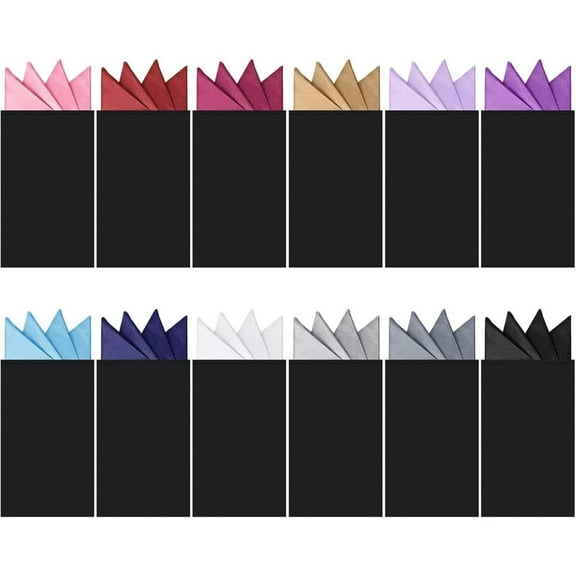12 pcs elegant men's pocket handkerchiefs, pre folded soft polyester fiber handkerchiefs, available in multiple colors, suitable for suits, formal events and casual wear