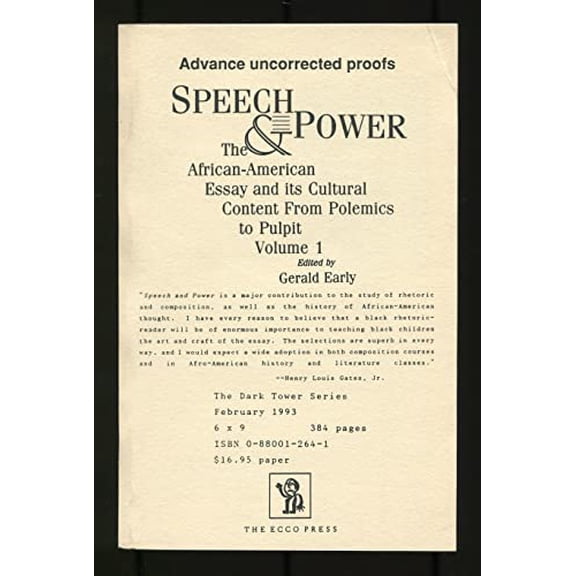Pre-Owned Speech And Power Volume 1 (Dark Tower Series) (Paperback) 0880012641 9780880012645