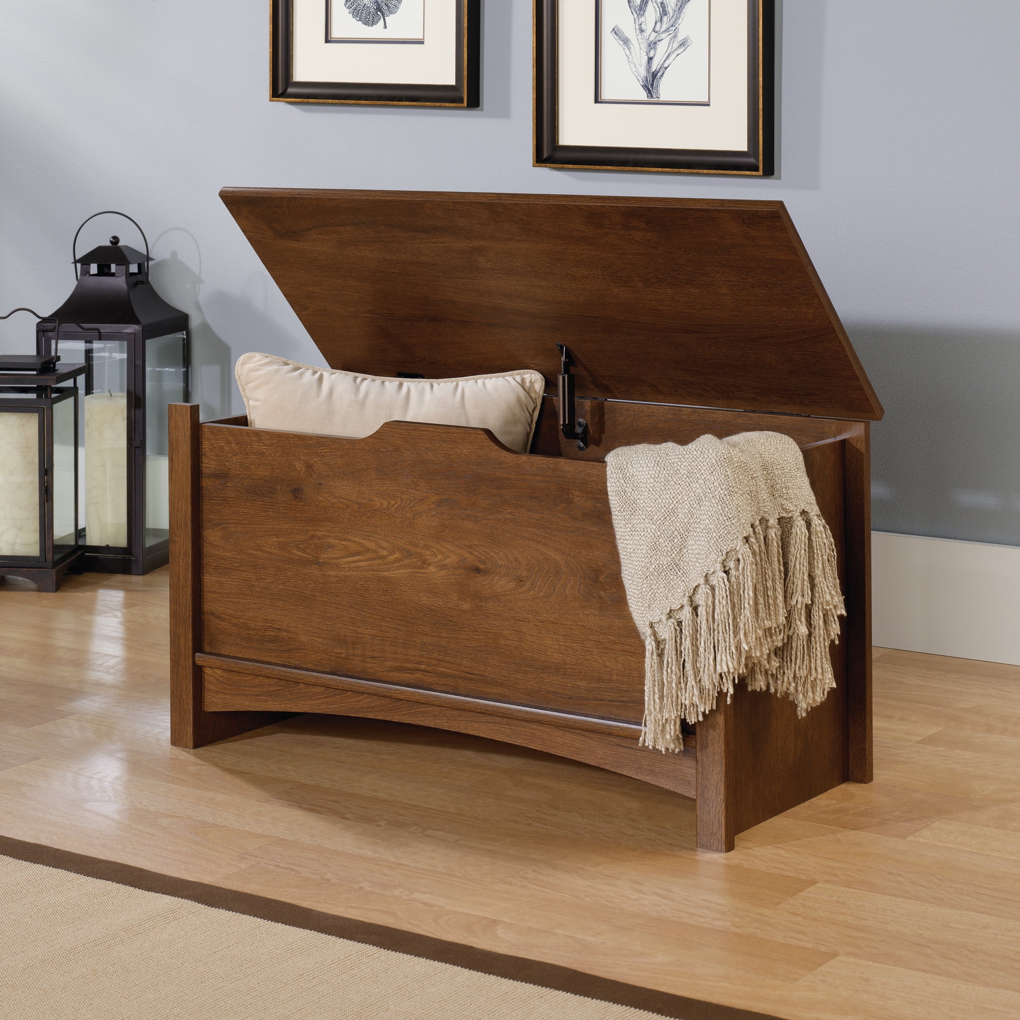 Sauder, Storage Chest, RRK150, Oiled Oak Finish, Hidden Storage