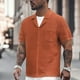 thumbnail image 2 of Camisa informal de manga corta con solapa y corte ajustado, transpirable, de poliéster, para hombre, 2 of 6