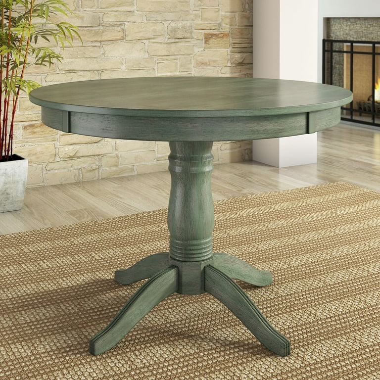 Lexington 5 Piece Wood Dining Round Table and 4 Ladder Back Chairs Dark Sea Green Walmart