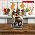 thumbnail image 1 of Rotating acrylic display featuring an ultra-realistic archangel Raphael with glowing staff and fish-scale wings healing in a war-torn hospital setting, 1 of 8