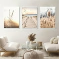 thumbnail image 2 of 3pcs Decorative Painting Modern Beige Bohemian Leaf Grass Reeds Seaside Beach Beach Pier Landscape Reed Hanging Painting Home Room Minimalist Style Decorative Wall Painting Living Room Bedroom Backg, 2 of 4