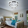 thumbnail image 4 of Diisunbihuo 15.7" Modern Crystal Chandelier 2 Rings Crystal Ceiling Light Fixture Semi-Flush Mount Ceiling Light Chandeliers for Bedrooms Living Room (Cool White), 4 of 8