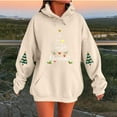 thumbnail image 2 of Telankuip Christmas Hoodies Sweatshirts for Women Cute Letter X-Mas Tree Drawstring Pullover Hoodies Oversized Drop Shoulder Cozy Long Sleeve 2025 Xmas Holiday Hooded Tops Beige L, 2 of 4