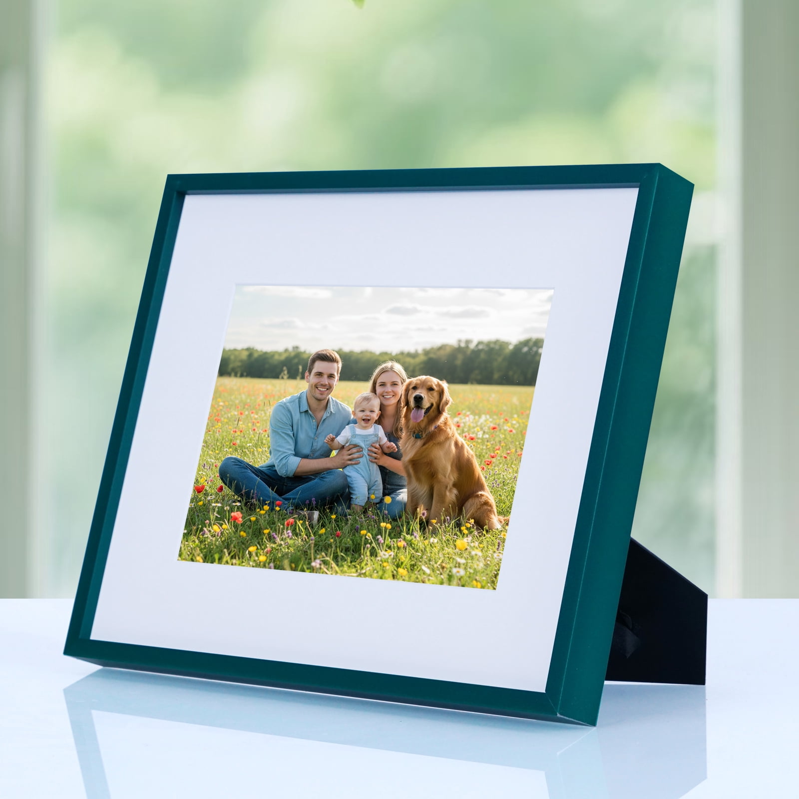 Kuxerla 2 Pack 8x10 Picture Frame Holds 5x7 Picture with Mat or 8x10 Picture without Mat,With Clear Acrylic Front and MDF Back Panel,Green
