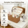 thumbnail image 2 of PU Leather Travel Makeup Bag, Large Capacity Zippered Cosmetic Organizer with Removable Liner, Waterproof Toiletry Bag, Portable Cosmetic Case for Women Skincare Brushes Accessories, 2 of 8
