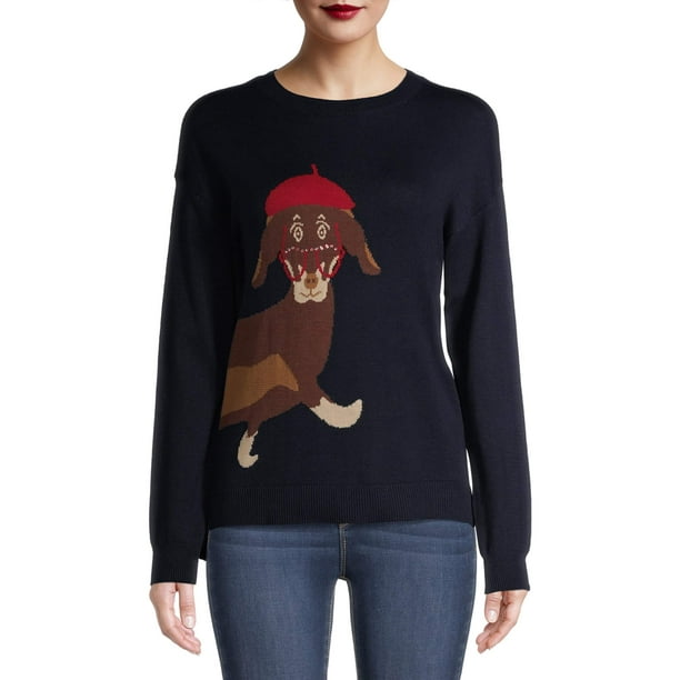 Time and Tru Time and Tru Women's Dachshund Sweater