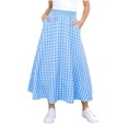 thumbnail image 2 of Tdoqot Girls Plaid Skirts with Pockets- Flowy Summer Elastic Waist Cute Casual Kids Maxi Skirts Blue Size 6-14, 2 of 6