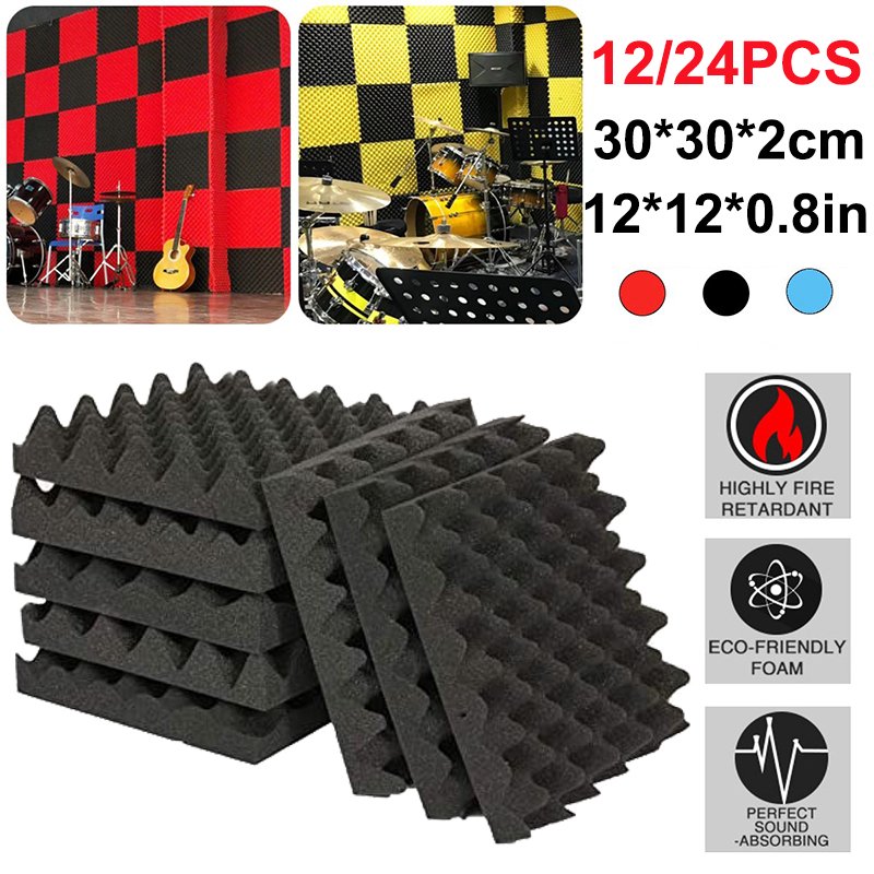 12/24Pcs Studio Acoustic Foams Wall Panels Sound Insulation Studio