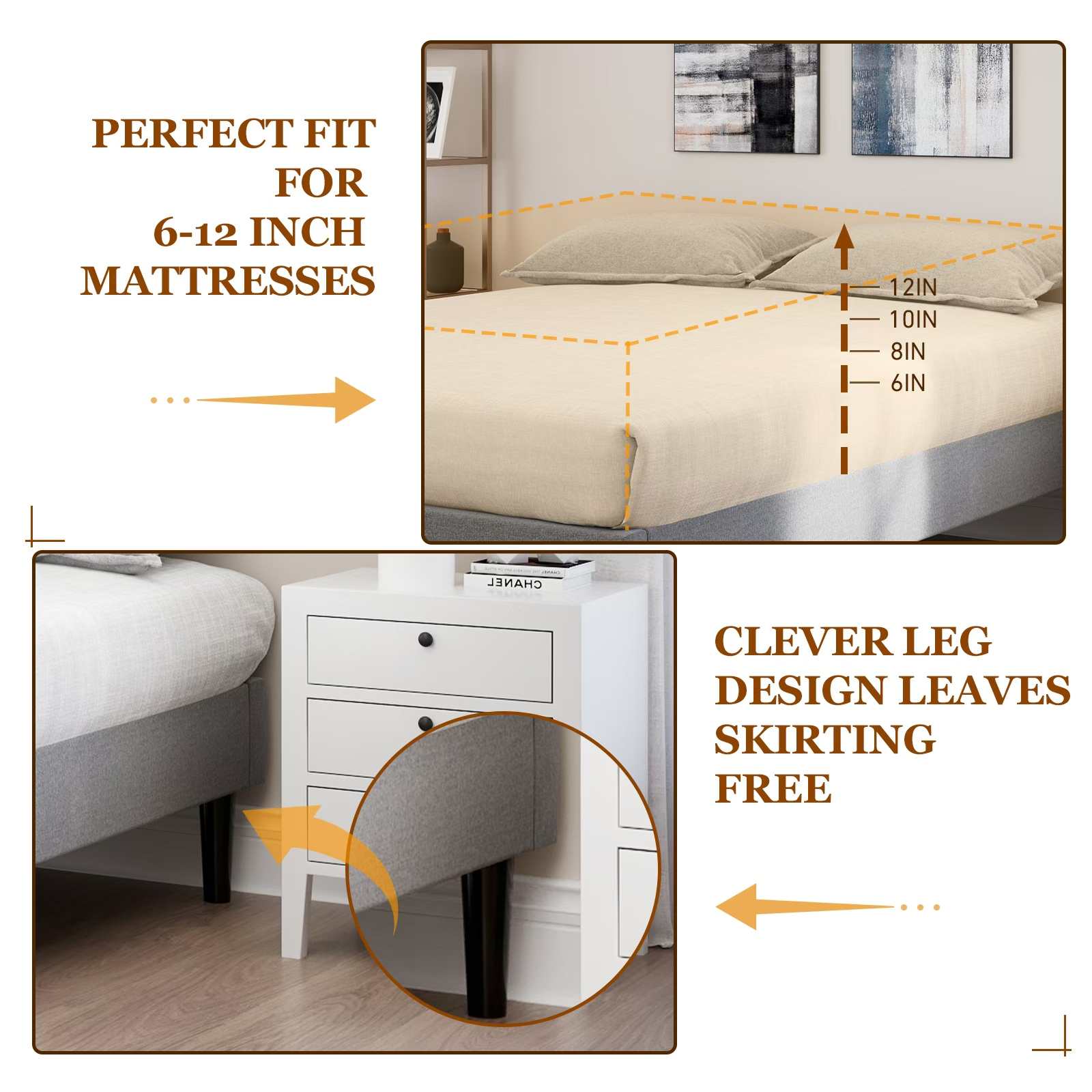 Queen Size Platform Bed Frame, Tool-Free 2-Min Assembly, Sturdy Wooden Bed Base, No Box Spring Needed Mattress Foundation, Ideal for Modern Bedrooms, Apartments, and Hotels