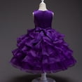 thumbnail image 4 of Povozer Kids Girls Birthday Long Elegant Sleeveless Mesh Princess Flower Dresses(Purple,4-5Y), 4 of 4
