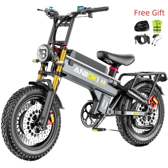 ANIIOKI A8 Pro Max Dual Motor Electric Bike for Adults,60V 80Ah Battery,5600W Peak Power,46 MPH Speed,245 Miles Range,Dual Suspension