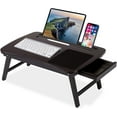 thumbnail image 3 of BirdRock Home Curved Lap Tray with Storage Drawer & Mouse Pad - Walnut, 3 of 5