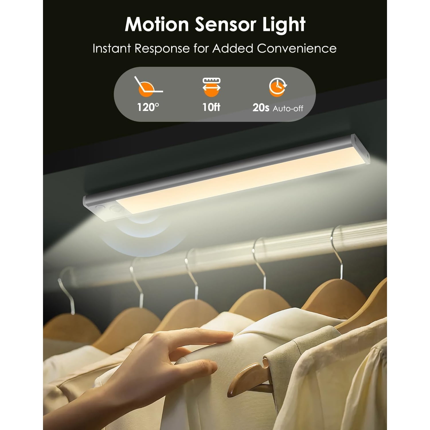 5 Pack Under Cabinet Lights Upgraded 2500mAh Under Cabinet Lighting Wireless, Rechargeable Motion Sensor Light Indoor LED Closet Lights Under-Counter Light Fixtures for Kitchen, Hallway, Stairs, 12in