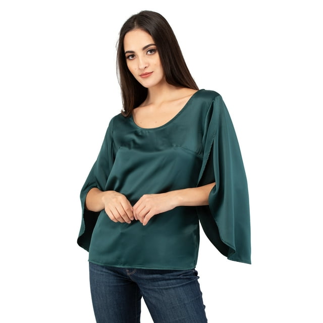 Blusa verde manga larga AMAD Casual para mujer Talla S
