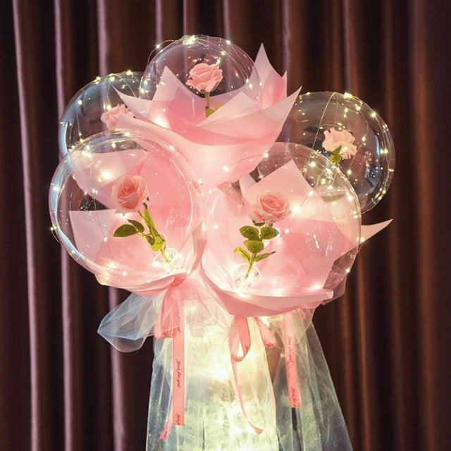 PEONAVET Rose Balloon LED Rose Bouquet Luminous Christmas Decorate Gift Decoration Party Wedding