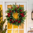 thumbnail image 1 of Corona de Navidad Corona de Invierno Corona de Puerta Delantera con Bayas Rojas Corona Floral Artificial para Ventana navideña Navidad al Aire Libre BLESIY Corona colgante, 1 of 8