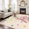 thumbnail image 3 of Easter Rabbits Area Rugs Collection 5'x7', Cute Bunny Eggs Butterflies Floral Leaf Beige Non Slip Indoor Rectangle Throw Runner Rug Floor Mat Carpet for Living Room Dining Table Bedroom Nursery, 3 of 9