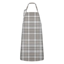 Gray White Plaid Checkered Pattern Apron-Garden Aprons for Women with Pockets-Cotton Linen Waterproof Kitchen Cooking Gardening Aprons Adjustable for Kitchen,Cooking,BBQ and Salon 33x27 Inch