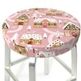 thumbnail image 3 of Susaid Gingerbread Houses Pink Wonderland Print Elastic Bar Stool Cover Personalized Washable Stool Cover for Barbershop Home Bar Kitchen-12 inch, 3 of 7