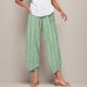 thumbnail image 2 of Gibobby pantalones jogger mujer Pantalones para mujer Pantalones palazzo Pantalones holgados cómodos de lino de algodón recortados con estampado de verano con bolsillos (Verde, XXL), 2 of 4