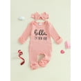 thumbnail image 3 of Spewahor Infant Baby Girl Fall Romper Letter Print Ribbed Long Sleeves Round Neck Full Length Jumpsuit with Headband, 3 of 9