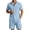 Light Blue, variant on Letdown Men's Linen 2 Piece Short Set Summer Lightweight Beach Outfits Hollow Out Button Down Shirt and Shorts Solid Color Matching Sets