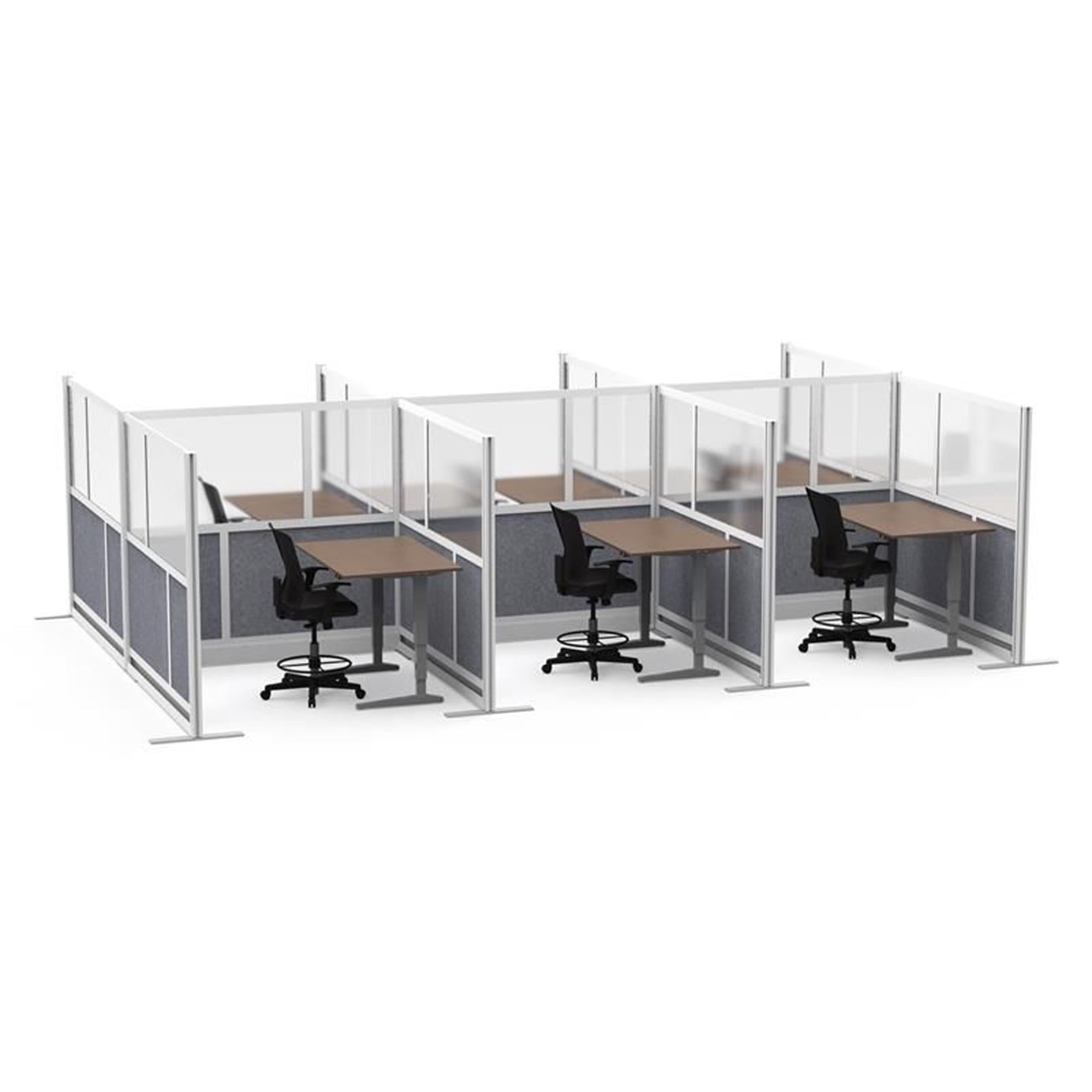 Luxor Freestanding Modular Room Divider Wall System with Built-in Cable Management Tray - 70" x 48" Add-On Wall