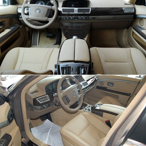 Carbon Fiber For BMW 7 Series E65 E66 2004-2008 Car Film Interior Sticker Center Console Gear Dashboard Air Door Handle Lift Panel