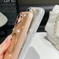 thumbnail image 3 of for iPhone 15 Pro Case with Chain, [Compatible with MagSafe] Glitter Crystal Diamond Rhinestone Sparkle Sparkly Bumper Camera Lens Protector Shockproof Phone Case for iPhone 15 Pro, Pink, 3 of 5