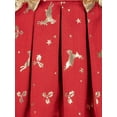 thumbnail image 3 of Infant Girls Red Gold Reindeer Print Short Sleeve Holiday Christmas Dress 12m, 3 of 3