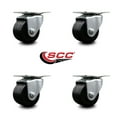 thumbnail image 2 of Low Profile Polyolefin 2-1/2 Inch Wheel Top Plate Swivel Caster Set SCC, 2 of 2