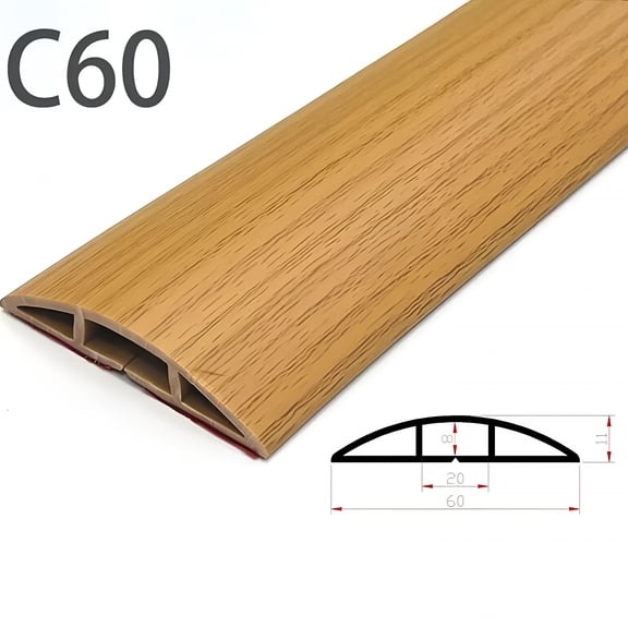 CCOCC Floor Cord Cover Cavity 0.8”x0.37” Self Adhesive Cord Hider,3.3FT Low Profile Cable Management,Extension Strip Protector for Wires,Prevent Cable Trips for Offices,Gyms,Exhibitions (Brown Wood)