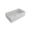 thumbnail image 3 of BOCCHI Contempo Apron Front Fireclay 33 in. Single Bowl Kitchen Sink with Protective Bottom Grid and Strainer in White, 3 of 6