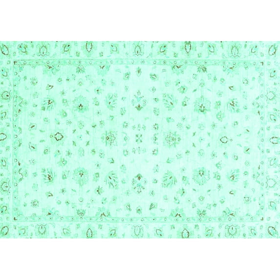 Ahgly Company Indoor Rectangle Oriental Turquoise Blue Traditional Area Rugs, 6' x 9'