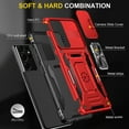 thumbnail image 4 of ELEHOLD Samsung Galaxy S21 Ultra Case, Heavy Duty Rugged Case with Kickstand Pocket Shockproof,Slide Holder Back Cover for Samsung Galaxy S21 Ultra 6.8 inch,Red, 4 of 7