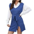 thumbnail image 2 of Great Gifts for Less Ofreoo Women's Fashion Winter Lace Split Tank Top Dress Solid V-Neck Sweater Dress Womens Tops, 2 of 4