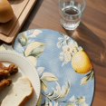 thumbnail image 4 of Round Placemats Lemon Flower Leaf 15 inch Set of 6 Table Mats for Dining Table Retro Blue Heat Resistant Non-Slip Kitchen & Home Decorative Place Mat Set, 4 of 8