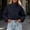 Navy, variant on Women Fleece Jacket Lightweight Full Zip Fleece Short Coat Long Sleeve Stand Collar Sherpa Warm Winter Casual Outerwear