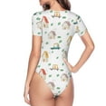 thumbnail image 3 of Uemuo Cartoon House Pattern Women's One Piece Short Sleeve Swimsuit Rash Guard Surfing Modest Quick-drying Swimsuit Beach Essentials-XX-Large, 3 of 9