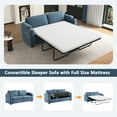 thumbnail image 4 of Harper & Bright Designs Corduroy Sleeper Sofa with Full Size Mattress, Convertible Pull-Out Sofa Bed with USB Ports and Cup Holders & Phone Holder for Small Spaces Apartments, 72.8" Navy Blue, 4 of 16